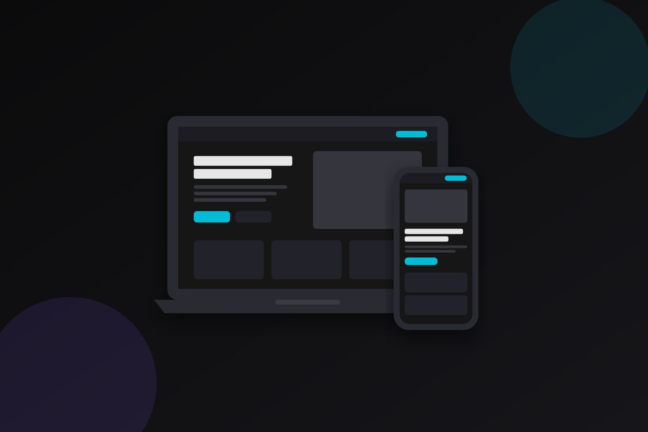 Schematische Darstellung einer Website auf Laptop und Smartphone